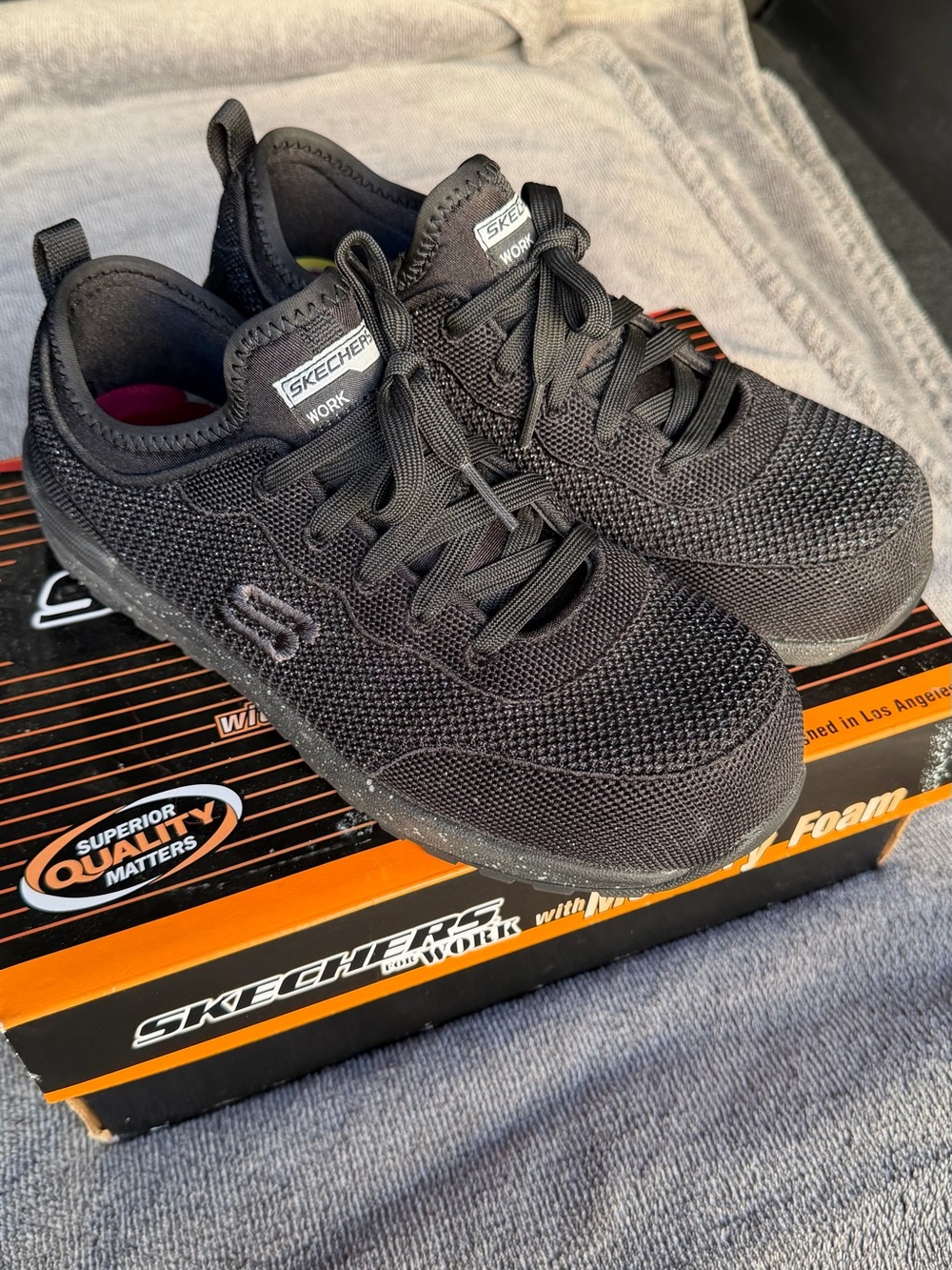 Skechers Work Black Slip-Resistant Knit Sneakers